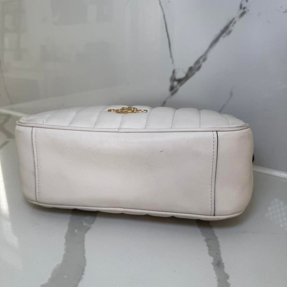 Coach White Quilted Leather Crossbody Bag Dual Zipper Gold Chain Shoulder Purse - Picture 5 of 8